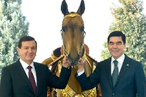 Президенты Туркмении и Узбекистана обменялись подарками — скакун и книжка