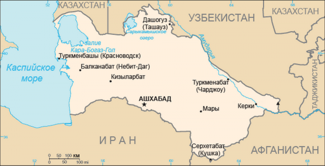 Туркмения на карте