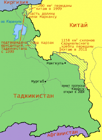 Как решить приграничные конфликты? (карта территорий, уступленных Таджикистаном Китаю)