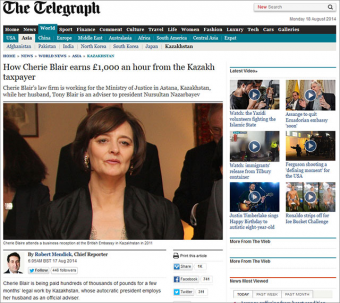The Telegraph: Казахстан платит супруге Тони Блэра по 1000 фунтов в час